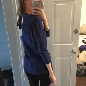Aritzia blue sweater with ribbon back